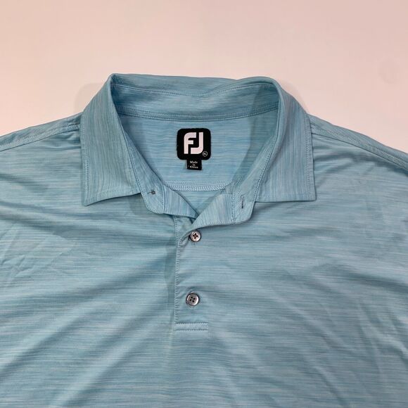 FJ FootJoy Polo Shirt Mens XL Extra Large Sky Blue Prescott Golf Club Droptail - Picture 5 of 13